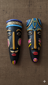 Handcrafted Clay Ethnic Mask - Lip Plate Tribal Art (1 pair)
